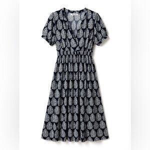 Boden Women’s Rosanna Jersey Midi Tea Dress French Navy Floret Paisley Sz. 6R